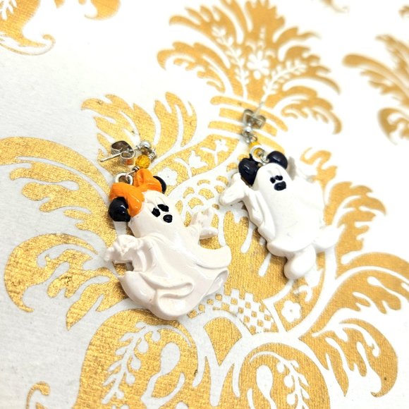 Mickey and Minnie Mouse ghost Halloween dangle polymer clay earrings NWT - Picture 5 of 6